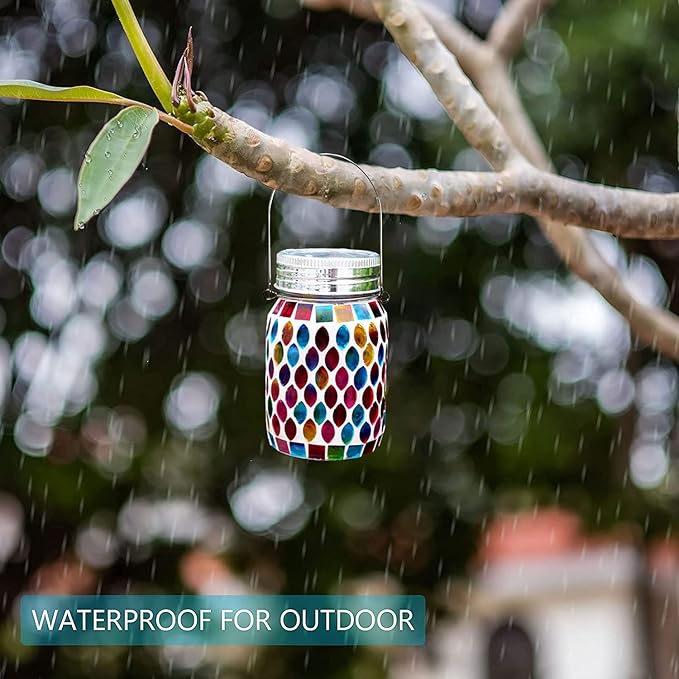 Elegant Mosaic Solar Lanterns for Yard, Waterproof LED