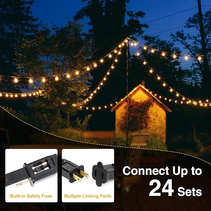 G40 Globe Patio Lights, 200ft LED Bulbs