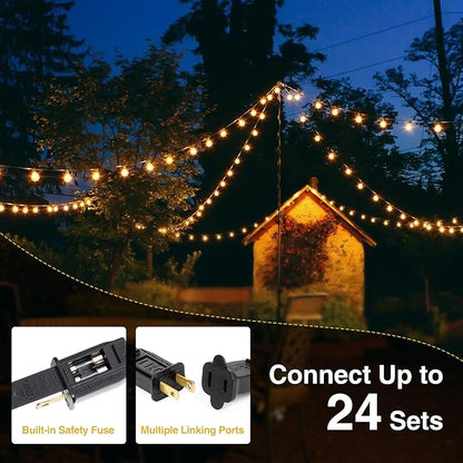 ZJOJO 200FT Outdoor String Lights, G40 Globe Outdoor Lights with 100 Shatterproof LED Bulbs (6 Spare), 2700K Hanging Waterproof Patio Light, Connectable String Lights for Outside Backyard Porch Party