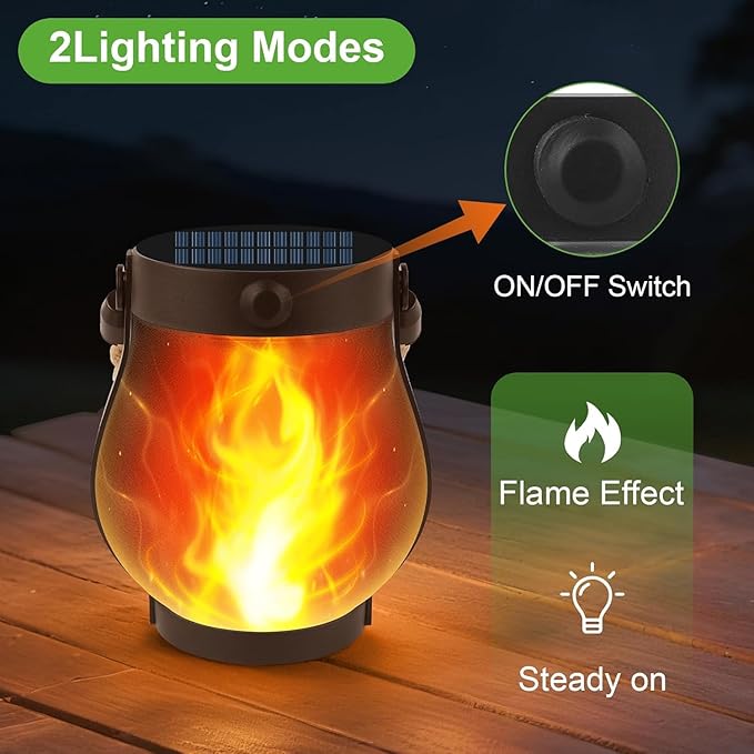 2-Pack Backyard Solar Lanterns, Waterproof LED Outdoor Lights