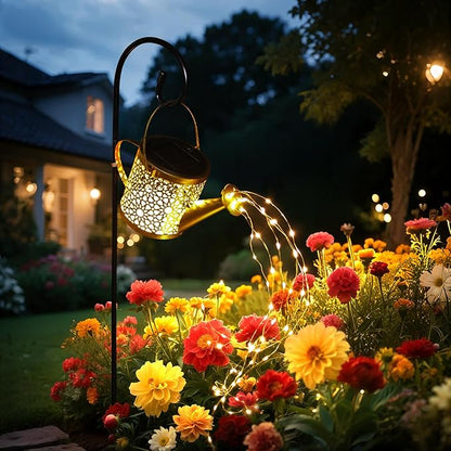 X-PREK Solar Garden Lights Outdoor Lanterns Decoration, Metal Solar Watering Can Lights Outdoor Waterproof, Small Patio Light Yard Lawn Pathway Decor Lamps, Gardening Gifts for Women Mom Grandma