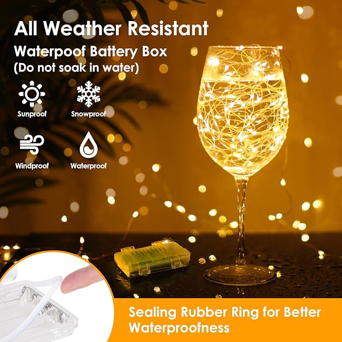 Christmas Fairy Lights 6-Pack, 33ft Battery Twinkle Lights