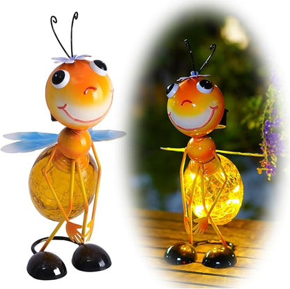 Solar Garden Lantern Waterproof LED Honeybee Solar Lights Outdoor Decorative Tabletop Lanterns Lamp for Yard Patio Table Decoration(Honeybee).