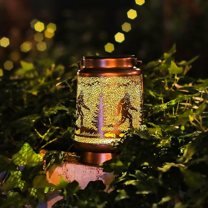Solar Bigfoot Lanterns 2-Pack, Garden Hanging LED Decor