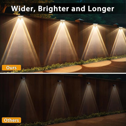 Solar Fence Lights Outdoor, 16-Pack 120LM Fence Lights Solar Powered, IP67 Waterproof Dusk to Dawn Auto On/Off 12+ Hours for Outside/Backyard/Wall/Step/Patio/Deck/Pool (3000K/4000K/6000K White)