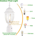 Outdoor Post Lighting Fixture, White Weatherproof Post Light