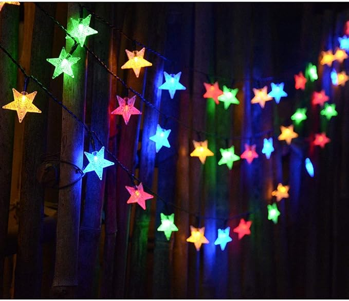 50ft 120LED Solar String Fairy Lights Outdoor,Waterproof Star Twinkle Decorative Lights for Garden,Patio Post,Deck,Canopy,Gazebo,Porch,Pergola,Balcony,Backyard Fence,Party Decor,Multicolored