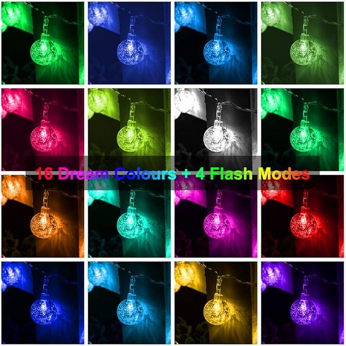 Metaku Outdoor String Lights Battery Operated 16.4ft 50LED Fairy Lights with Remote Waterproof Indoor Outdoor Hanging Globe Decorative Christmas for Patio Gazebo Bistro Garden Balcony