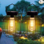2-Pack Backyard Solar Backyard Lanterns, Metal Waterproof LED
