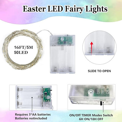 Christmas String Lights, 16ft 50 LED Waterproof Twinkle Lights