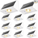 12-Pack Cool White Sleek Solar Deck Lights, Outdoor LED