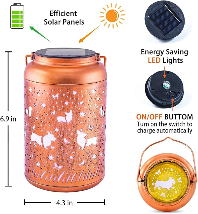 Solar Dog Lanterns, Patio Hanging LED Decor