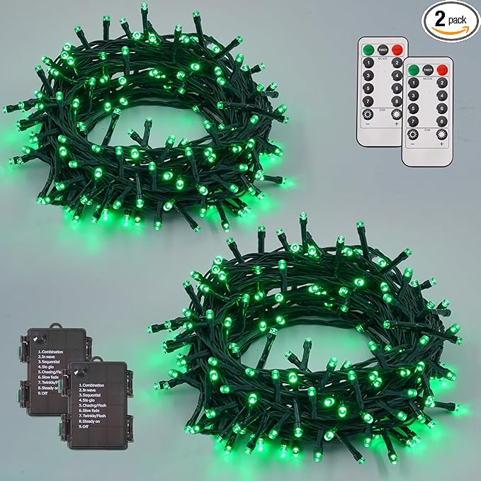 2-Pack 100 LED Christmas Twinkle Lights, 33ft Waterproof for Patio