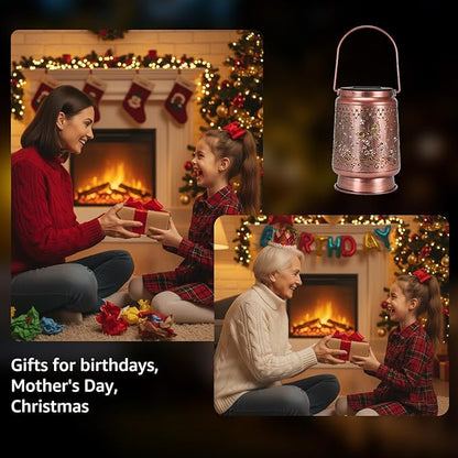 Lyeasw Solar Lanterns Outdoor, Metal Butterfly Garden Lights, Waterproof Hanging Decor for Patio & Porch | Solar-Powered Gift for Women/Mom/Grandma