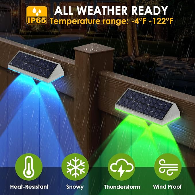 Sleek Solar Stair Lights 8-Pack, Multi-Color LED