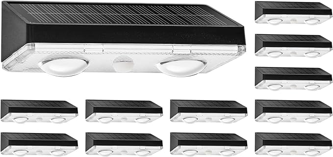 Solar Fence Lights Outdoor 12 Pack – IP65 Waterproof Wireless Solar Deck Lights with 9 Color Modes, 80 Lumen Bright LED for Fence, Backyard, Patio, Pool, Wall – 12+ Hour Runtime, No Wiring