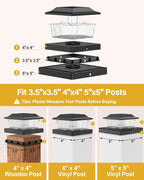 8-Pack Black Solar Patio Post Lights, Outdoor LED Caps