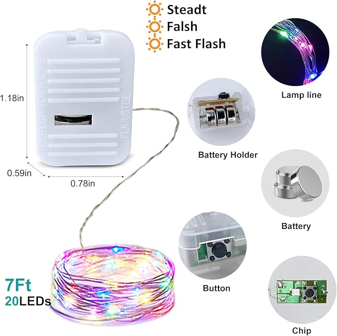 24-Pack 20 LED Christmas Twinkle Lights, 7ft Waterproof for Backyard