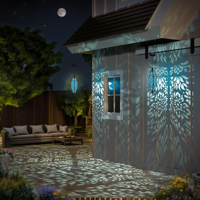 Moroccan Solar Hanging Lantern, Outdoor Pendant