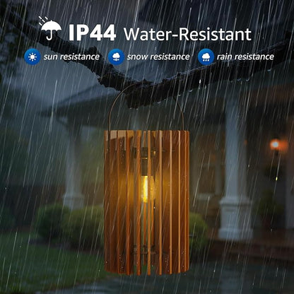 2 Pack 13" Solar Lantern Outdoor Waterproof IP44 Outside Lights LED Hanging Rattan Lamp for Patio Garden Decor Porch Yard Table Top Decorative