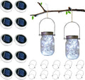 Mason Jar Lid Fairy Lights 10-Pack, Solar Patio LED