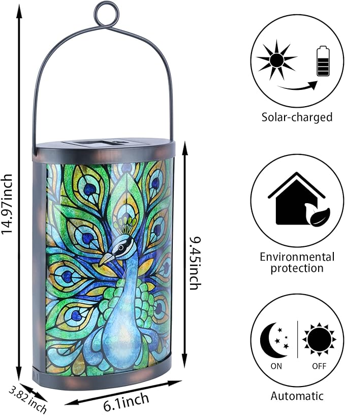 Peacock Solar Lantern Set, Classic Porch Lighting