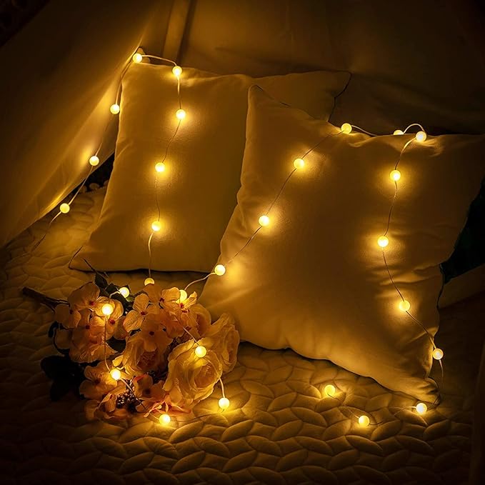 2-Pack 10ft LED Patio String Lights, Waterproof Outdoor