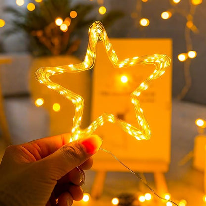 2-Pack 33ft Christmas LED String Lights, Waterproof Timer Lights