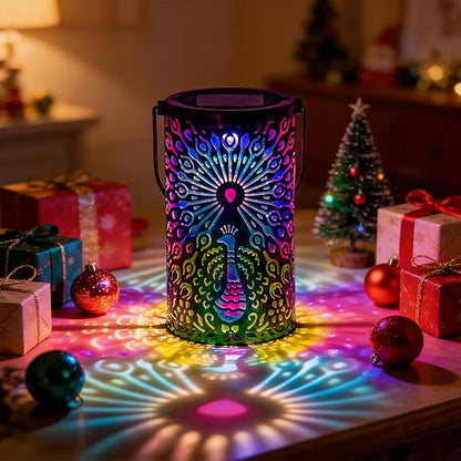 Solar Lanterns Outdoor Waterproof Peacock Decorative Lanterns Birthday Gifts for Women Solar Hanging Lantern for Yard Patio Backyard Porch Decor