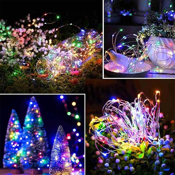 2 Pack Fairy Lights Solar Operated -39ft 100 LED Silver Wire String Lights Waterproof Mini Firefly Lights for Bedroom, Wedding, Mason Jars, DIY, Crafts, Christmas Garlands, Party Decor