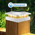 4-Pack White Solar Fence Post Lights, Outdoor LED Caps