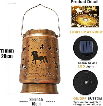 Unicorn Solar Lanterns Outdoor Waterproof, Garden Decor Metal High Brightness LED Light, Solar Hanging Lantern for Garden,Yard,Patio,Lawn, Landscaping (Unicorn)