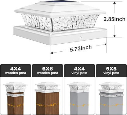 Solar Post Cap Lights Outdoor 12pack, Waterproof Solar Powered Deck Fence Post Lights Fit 4x4/5x5/6x6 Wood/Vinyl Posts, White Vinyl Fence Post Lights with Warm/Cool White for Garden Patio Porch Deck