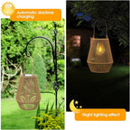 2-Pack Courtyard Solar Backyard Lanterns, Elegant Waterproof LED