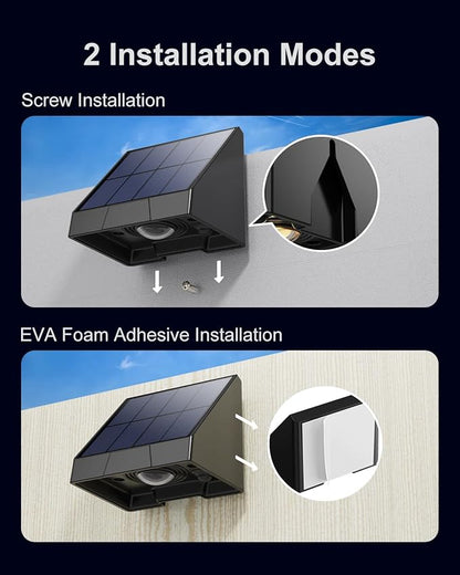 8 Pack Color Changing Solar Powered Fence Lighting Outdoor Decoration LED Waterproof Landscape Down Light for Outside Door, Garden, Balcony, Patio, Railing, Stair, 8 Colorful Modes, Easy 1-Min Mount