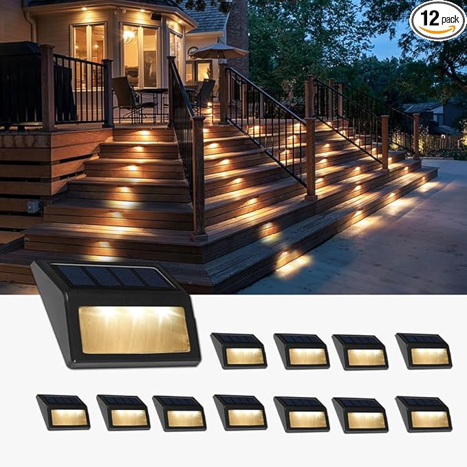 Solar Step Lights 12-Pack, Waterproof Stair