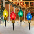 Christmas Porch String Lights 2-Pack, 7ft 8 LED Waterproof