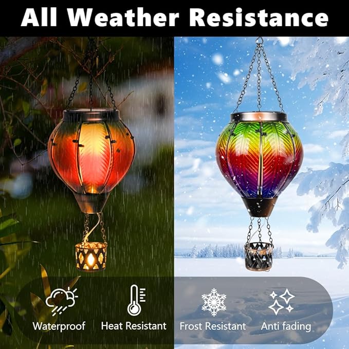 Hanging Solar Lantern Set, Metal Garden Lighting