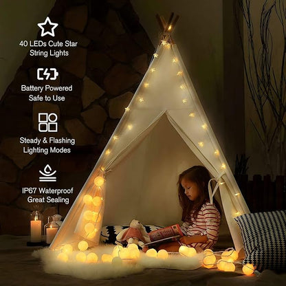Christmas String Lights, 20ft 40 LED Waterproof Twinkle Lights
