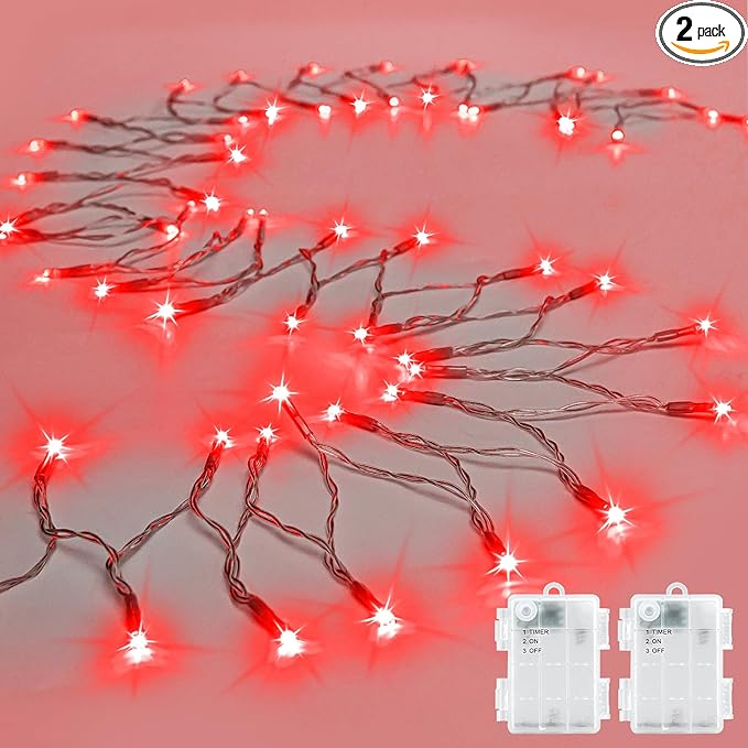 2-Pack Christmas String Lights, 8ft 30 LED Waterproof Twinkle Lights