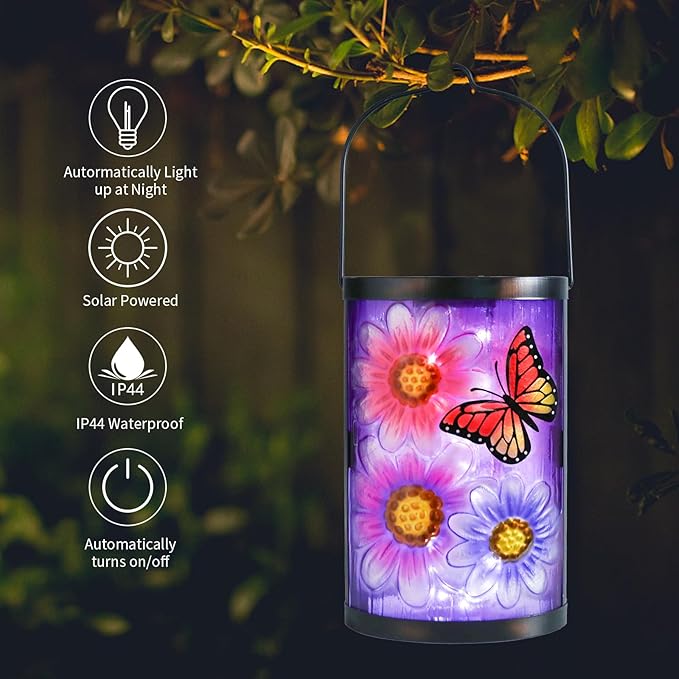 Solar Butterfly Lanterns, Porch Hanging LED Decor