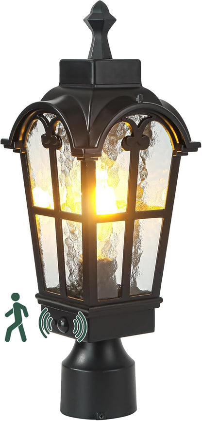 Motion Sensor Outdoor Post Lights Waterproof Dawn to Dusk Sensor Post Light Fixture Outdoor Anti-Rust Waterproof Exterior Lamp Post Lighting for Front Door Yard Pathway Driveway Fence