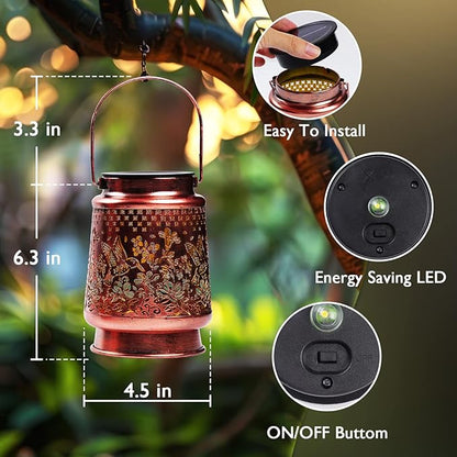 Homemory Solar Lanterns Outdoor Waterproof Hummingbird Lights Garden Decor, Birthday Gifts for Women Mom Grandma, LED Hanging Solar Lights for Yard, Patio, Backyard, Porch, Lawn