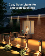 8-Pack Warm White Solar Fence Lights, Outdoor LED