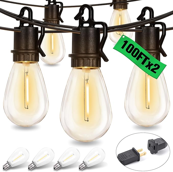 200ft Outdoor Edison String Lights, Weatherproof