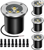 4-Pack Solar Ground Disk Lights, Warm White Waterproof LED
