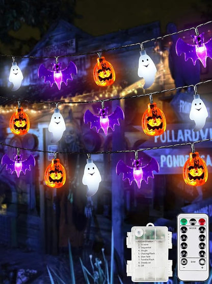 Halloween LED String Lights, Waterproof Timer Lights