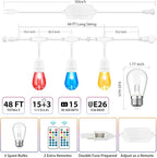 Outdoor Globe Café String Lights, 48ft LED Bulbs