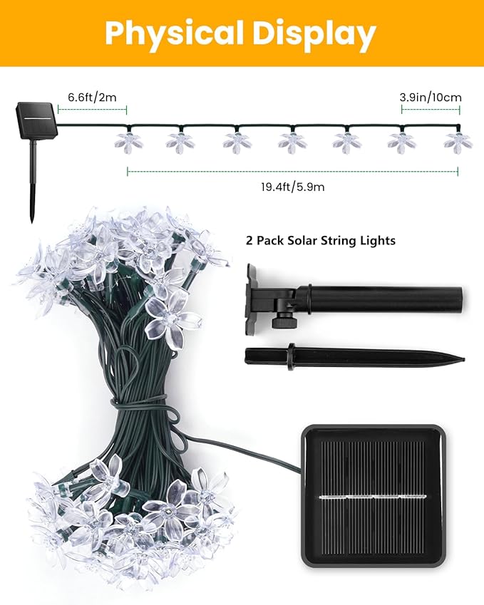 2-Pack 120 LED Christmas Twinkle Lights, 52ft Waterproof for Patio