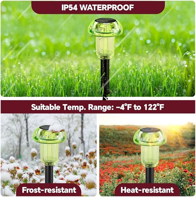 St Patricks Day Solar Pathway Lights Outdoor Decorative 4 Pack, Green LED Mushroom Solar Lights Outdoor Waterproof Solar Powered Easter Decor for Patio, Valentines Day Halloween Christmas Garden Decor